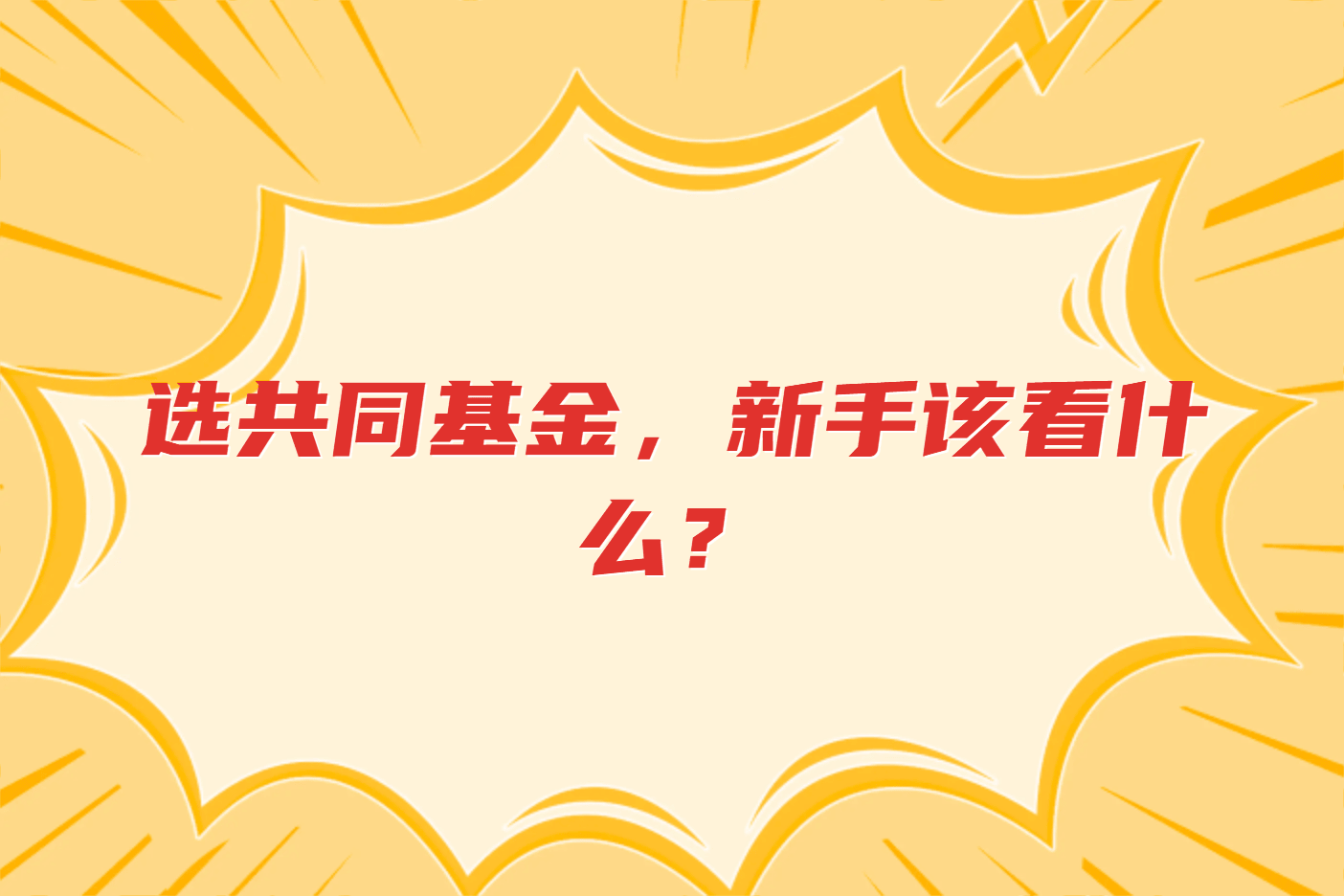 选共同基金，新手该看什么？